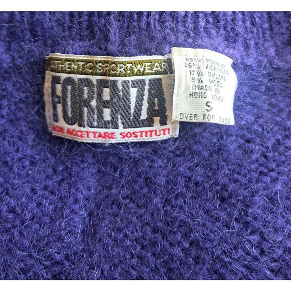 Vtg 90's Forenza Womens Small sweater Mohair Wool Cable purple barbie preppy - Picture 6 of 8